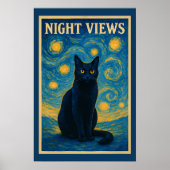 Black Cat Starry Night Van Gogh Poster (Vorne)
