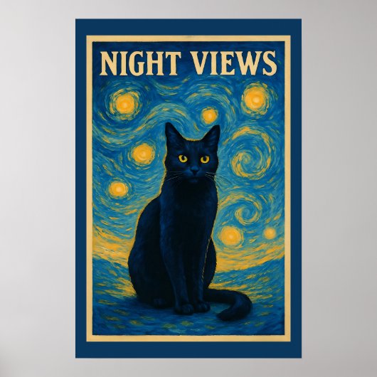 Black Cat Starry Night Van Gogh Poster (Vorne)