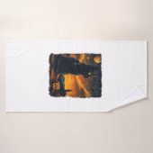 Black Cat Starry Night Van Gogh Pumpkins Bats Hall Badehandtuch (Badehandtuch)