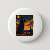 Black Cat Starry Night Van Gogh Pumpkins Bats Hall Button (Vorderseite)