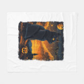 Black Cat Starry Night Van Gogh Pumpkins Bats Hall Fleecedecke (Vorderseite (Horizontal))