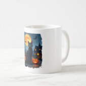 Black Cat Starry Night Van Gogh Pumpkins Bats Hall Kaffeetasse (VorderseiteRechts)