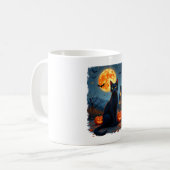 Black Cat Starry Night Van Gogh Pumpkins Bats Hall Kaffeetasse (Vorderseite Links)