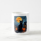 Black Cat Starry Night Van Gogh Pumpkins Bats Hall Kaffeetasse (Mittel)