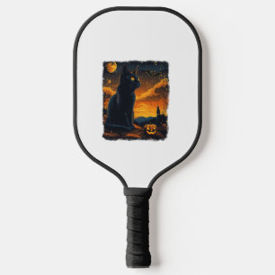 Black Cat Starry Night Van Gogh Pumpkins Bats Hall Pickleball Schläger