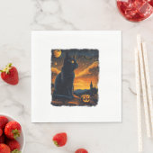 Black Cat Starry Night Van Gogh Pumpkins Bats Hall Serviette (Beispiel)