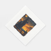 Black Cat Starry Night Van Gogh Pumpkins Bats Hall Serviette (Ecke)