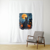 Black Cat Starry Night Van Gogh Pumpkins Bats Hall Wandteppich (Beispiel)