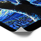 Black Cat Starry Night Vincent Van Gogh Halloween Poster (Ecke)