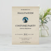 Black Cat Starry Night Vintag Halloween Einladung (Stehend Vorderseite)