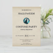 Black Cat Starry Night Vintag Halloween Einladung (Stehend Vorderseite)