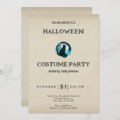 Black Cat Starry Night Vintag Halloween Einladung (Vorne/Hinten)