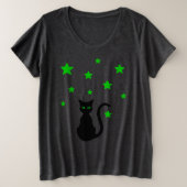 Black Cat Stars Plus Size T - Shirt (Design vorne)