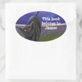 Black Cat Stationery Ovaler Aufkleber (Tasche)