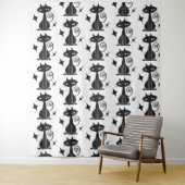 Black Cat Sternexplosion Mitte Jahrhundert Moderne Wandteppich (Beispiel)