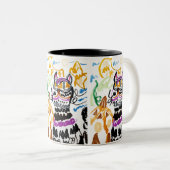 Black Cat Stil Herbst Zweifarbige Tasse (VorderseiteRechts)