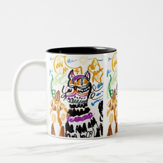 Black Cat Stil Herbst Zweifarbige Tasse (Links)