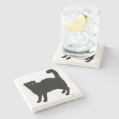 Black Cat Stone Untersetzer (Seitenansicht)