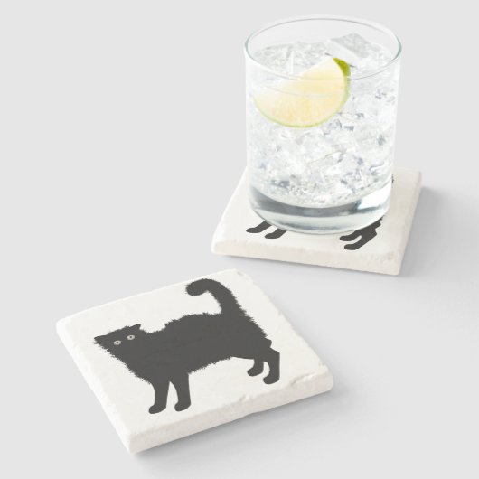 Black Cat Stone Untersetzer (Seitenansicht)