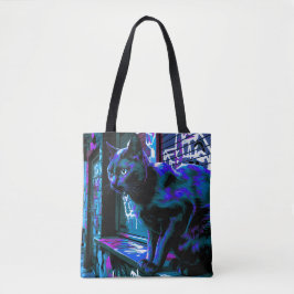 Black Cat Street Punk Design Totbeutel Tasche