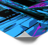 Black Cat Street Punk Neon Design Poster Print (Ecke)