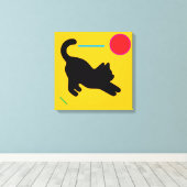 Black Cat Stretch on Vibrant Canvas Print Leinwanddruck (Insitu (Holzboden))