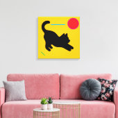 Black Cat Stretch on Vibrant Canvas Print Leinwanddruck (Insitu (Wohnzimmer))