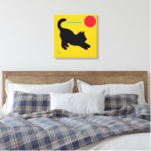 Black Cat Stretch on Vibrant Canvas Print Leinwanddruck (Insitu (Schlafzimmer))