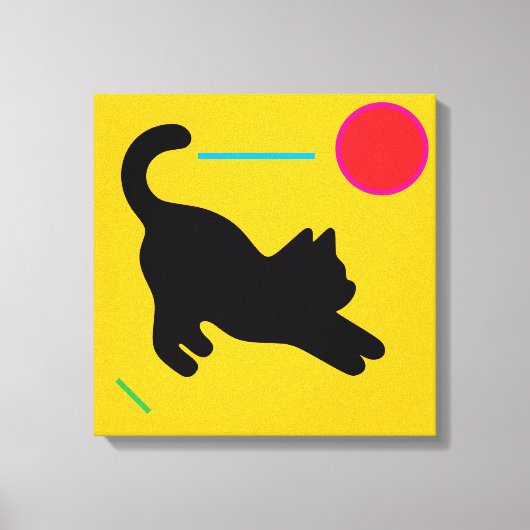 Black Cat Stretch on Vibrant Canvas Print Leinwanddruck (Vorderseite)
