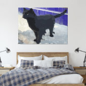 Black Cat Stretched Canvas Print Leinwanddruck (Insitu (Schlafzimmer))