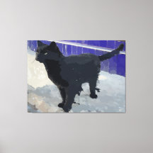 Black Cat Stretched Canvas Print