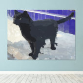 Black Cat Stretched Canvas Print Leinwanddruck (Insitu (Holzboden))