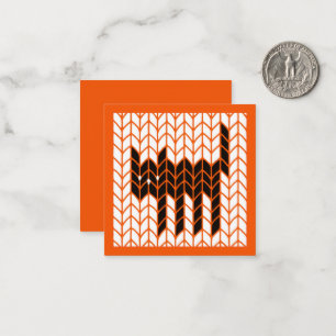 BLACK CAT STRICK 2,5" Square Flat Halloween Card I Mitteilungskarte