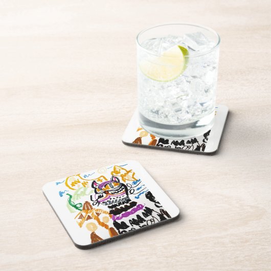 Black Cat style autumn  Getränkeuntersetzer (Rechte Seite)