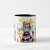 Black Cat style autumn Zweifarbige Tasse (Mittel)