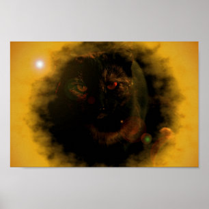 Black Cat Sunburst Poster