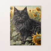 Black Cat Sunflower Puzzle (Vertikal)