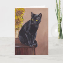 Black Cat & Sunflowers