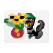 Black cat sunflowers  magnet (Horizontal)