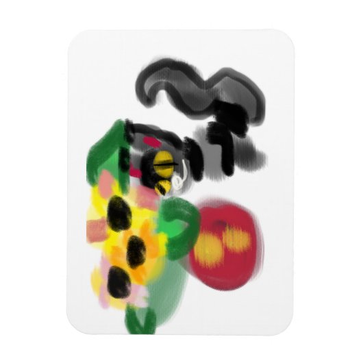 Black cat sunflowers  magnet (Vertikal)