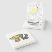 Black cat sunflowers  steinuntersetzer (Seitenansicht)