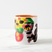 Black cat sunflowers  zweifarbige tasse (Mittel)