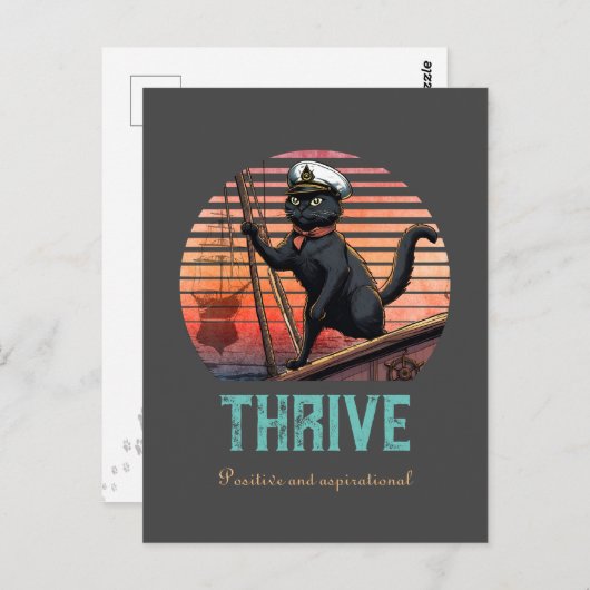 Black Cat Sunset: Eine Reise zu THRIVE Postkarte (Vorne/Hinten)