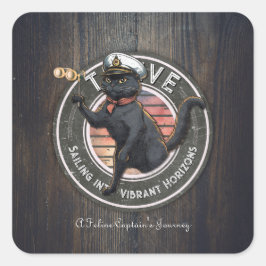 Black Cat Sunset: Eine Reise zu THRIVE Quadratischer Aufkleber