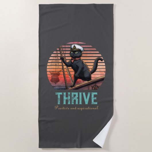 Black Cat Sunset: Eine Reise zu THRIVE Strandtuch (Vorderseite)