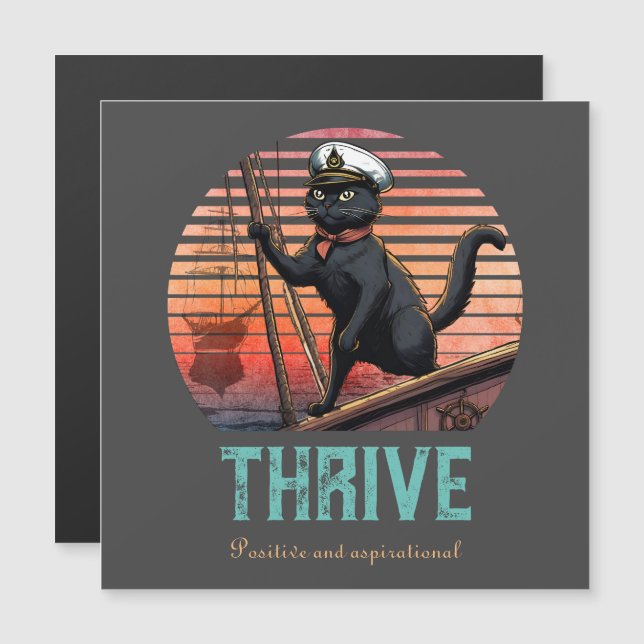 Black Cat Sunset: Eine Reise zur THRIVE Magnetkart Magnetkarte (Vorne/Hinten)