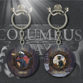 Black Cat Sunset: Eine Reise zur THRIVE Round Schlüsselanhänger