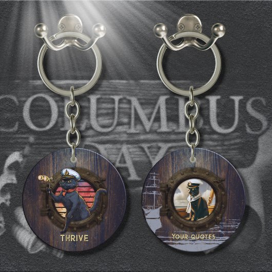 Black Cat Sunset: Eine Reise zur THRIVE Round Schlüsselanhänger