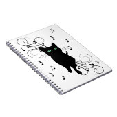 Black Cat Surrounded by Whispering Notes of Music Notizblock (Rechte Seite)