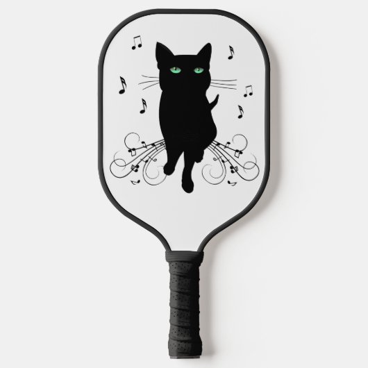 Black Cat Surrounded by Whispering Notes of Music Pickleball Schläger (Vorderseite)